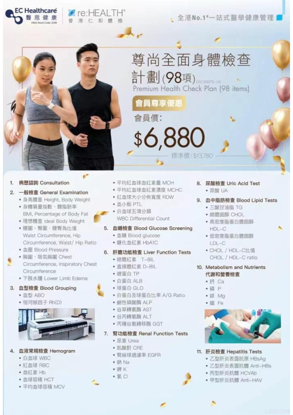 尊尚全面身體檢查計劃（98項）